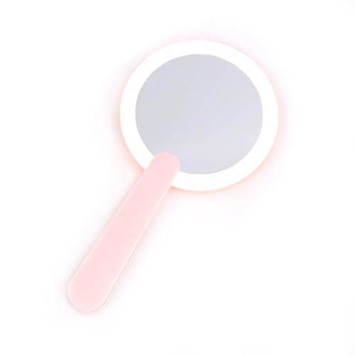 Hand-Held Makeup Mirror,fancii LED Travel Mirror, USB Charging, No AAA Battery Required, Mini Portable Mirror, Multi-Functional Cosmetic Mirror for Travel and Home Use,Folding Mirror (Pink)