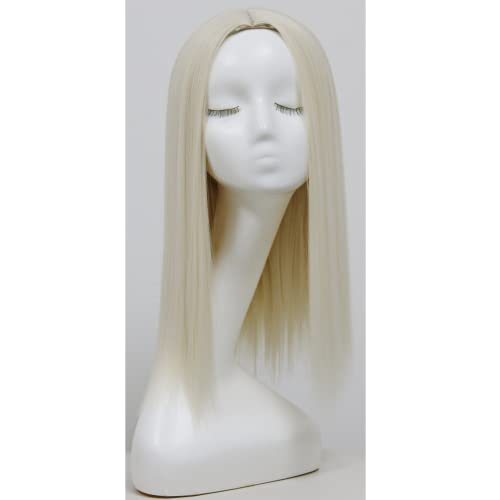 MSMY 60 White Blonde Wig Straight Heat Resistant Glueless Full Wig Middle Part None Lace