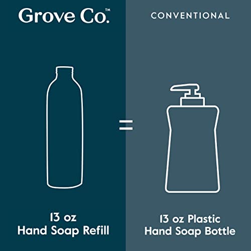 Grove Co. Hydrating Gel Hand Soap Refills (3 x 13 Fl Oz) Plastic-Free Liquid Hands Cleaner Refill Set, Leaves Hands Soft and Clean, 100% Natural Lavender Blossom & Thyme Fragrance