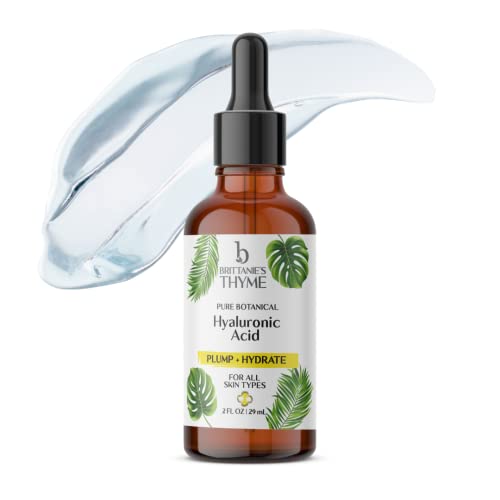 Brittanie's Thyme Pure Hyaluronic Acid Serum for Face | Anti-Aging Serum for Fine Lines & Wrinkles | Intense Plumping and Hydration | Repairs Dry Skin with Highest Concentration of Hyaluronic Acid