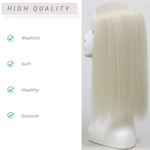 MSMY 60 White Blonde Wig Straight Heat Resistant Glueless Full Wig Middle Part None Lace