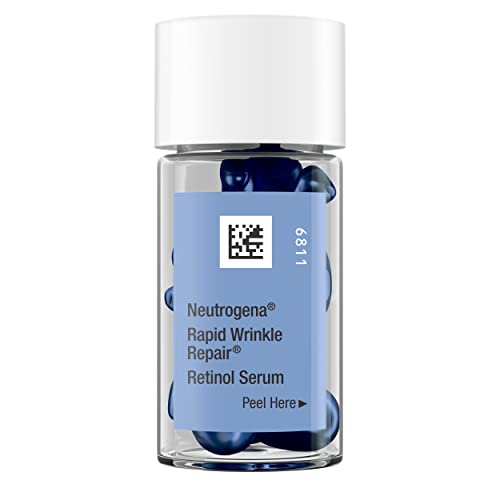 Neutrogena Rapid Wrinkle Repair Retinol Face Serum Capsules, Fragrance-Free Daily Facial Serum with Retinol that fights Fine Lines, Wrinkles, Dullness, Alcohol-Free & Non-Greasy, 7 ct