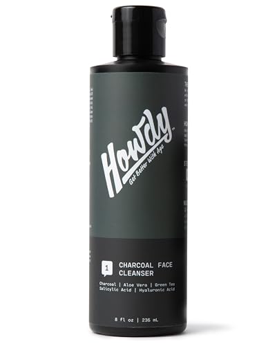 HOWDY Charcoal Face Wash (8 oz) - Deep Cleaning, Exfoliating, Hydrating