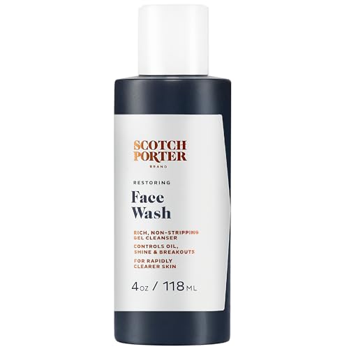 Scotch Porter Restoring Face Wash | Rich, Non-Stripping Gel Cleanser | Formulated with Non-Toxic Ingredients, Free of Parabens, Sulfates & Silicones | Vegan | 4oz Bottle