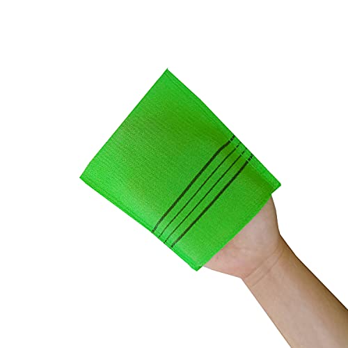 NOPIGO Korean Asian Exfoliating Bath Washcloth Mitt for Remove Dead Skin.Exfoliating Body Scrubber.Exfoliating Gloves for Body Scrub (green2 red2)