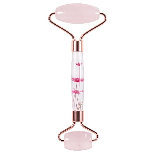 Rockcloud Crystal Stone Jade Roller Massager for Face Eye Neck Facial Skin Care Tool Anti-Aging for Slimming & Firming, Rose Quartz