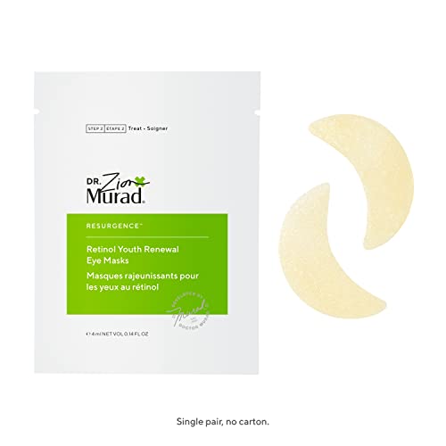 Murad Dr. Zion Retinol Youth Renewal Eye Masks – No-Slip Under Eye Patches for Fine Lines, Wrinkles, Crow’s Feet and Puffy Eyes - Full Absorption Treatment Strips, 5 Pairs