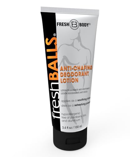 Fresh BALLS Lotion - Men's Anti-Chafing Soothing Cream to Powder - Ball Deodorant and Hygiene for Groin Area - The Original Anti Chafe Cream for Men, 3.4 fl oz