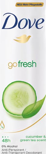 Dove Go Fresh Cucumber & Green Tea Deodorant 48h Spray 150 ml / 5 fl oz (6-Pack)