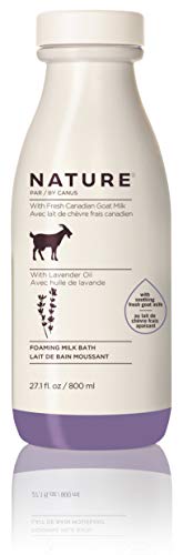 Nature by Canus Foaming Milk Bath with Smoothing Fresh Canadian Goat Milk Vitamin A B3 Potassium Zinc and Selenium, Lavender Oil, 27.1 Fl Oz