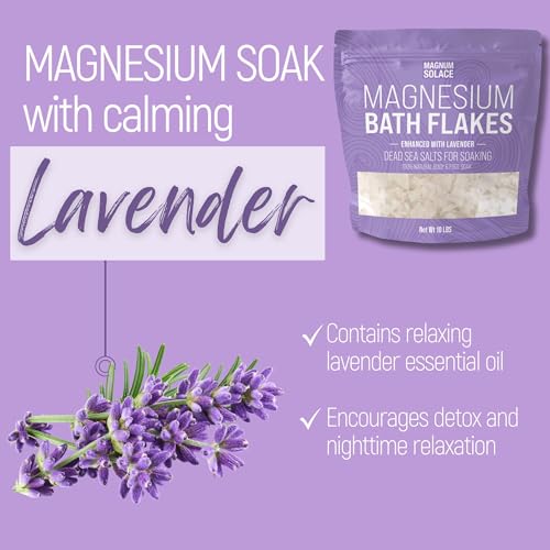 Magnesium Flakes for Bath - Magnesium Chloride Flakes with Lavender – Dead Sea Salts for Soaking – Magnesium Bath Flakes - Enhanced with Lavender (3 Pound)