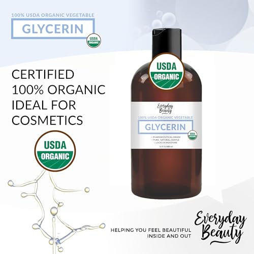 100% Organic Glycerin – USDA Certified - Perfect for DIY Beauty Products, Crafts, and Formulations – Derived From Coconut – Skin and Hair Moisturizer for Deep Hydration – 16 Fl Oz – By Everyday Beauty