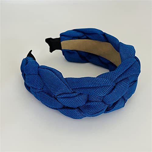 QTMY Braided Knotted Headband for Women,Boho Hippie Headband Hair Hoop Accessories Headwear Jewelry,725-23 (Klein Blue)