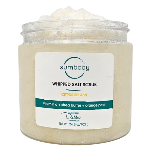 Whipped Sea Salt Scrub Citrus Splash - Exfoliating Body Scrub for Skin, Moisturizing Foot Scrub & Hand Scrub, Hydrating Bath Scrub & Body Exfoliator for Men and Women, Made in USA