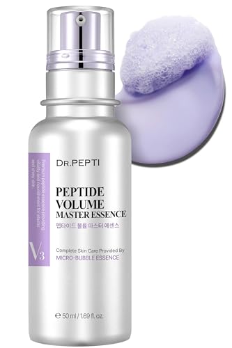 DR.PEPTI Peptide Volume Master Essence 1.69 fl oz | 11 Peptides, Hyaluronic Acid, Collagen Oxygen bubble Serum | Intense Moisturization | Face Lifting Essence Peptide Serum (50ml)