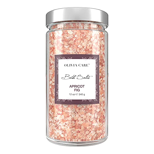 Olivia Care Pink Himalayan Bath Salts with French Rose - Relieves & Relax Muscles. Exfoliate, Heal, Rejuvenate, Cleansing & Soothes Skin | Made with Natural Ingredients. Fresh Fragrance - 12 OZ