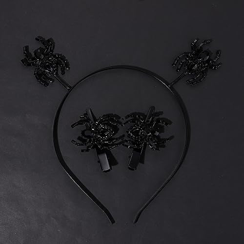 JERTOCLE Halloween Headband Hair Clips for Women Rhinestone Spider Hairband Hairpins Halloween Costume Headpieces Hair Accessories Halloween Decorations Gifts(Black)