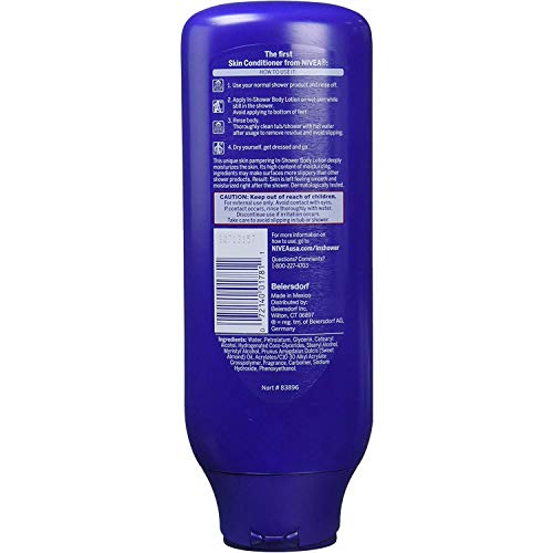 NIVEA Nourishing In Shower Lotion, Water-Activated Body Lotion Enriched with Almond Oil, Instant 24-Hour Moisture, 13.5 Fl Oz Bottle