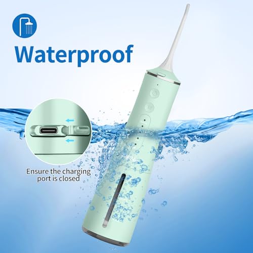 Water flosser Cordless, Electric Dental Flossers USB Rechargable Teeth Flosser, Professional Electric Portable Oral Irrigator with 4 Modes Green