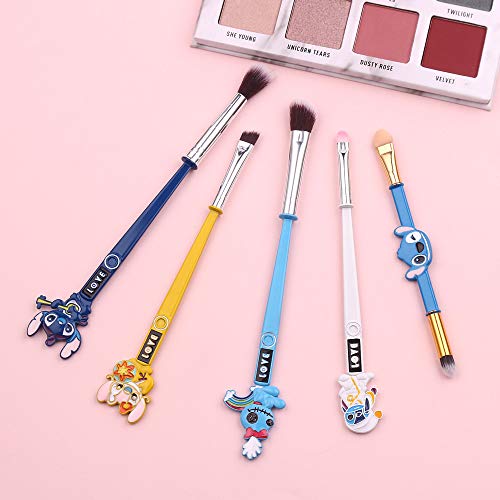 Interstellar Baby Makeup Brushes Set, 5Pcs Creative Stitch Theme Cosmetic Makeup Brush, Premium Synthetic Foundation Eyeshades Brush Sets Best Gifts for Teen Girls Women