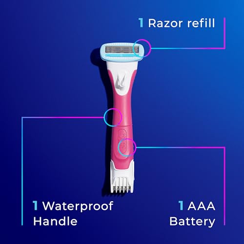 Schick Hydro Silk TrimStyle Razor for Women with Bikini Trimmer | 5-Blade Womens Razor with Trimmer, 2-in-1 Waterproof Pubic Hair Trimmer & Razor | 1 Handle & 3 Razor Blade Refills