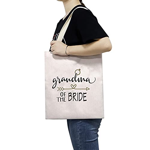 TSOTMO Grandma Grandmother Gift Groom Grandma Gift Grandma of The Groom canvas tote bags Wedding Dinner Gift (Bride canvas)