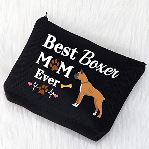 Boxer Mom Gifts Boxer Dog Makeup Bag Best Boxer Mom Ever Cosmetic Bag Boxer Lover Gifts for Boxer Owner Travel Bag Toiletry Bag Organizer Case Purse Pouch (Boxer Mom Bag Black)