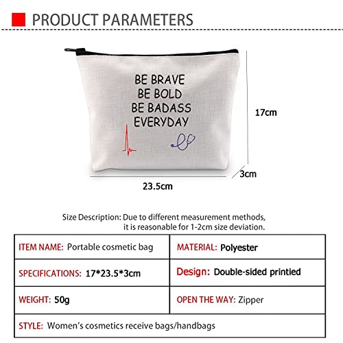 G2TUP Emergency Medical Technician Makeup Bag Be Brave Be Bold Be Badass Everyday First Responder Paramedic Pouch (BE BRAVE New)