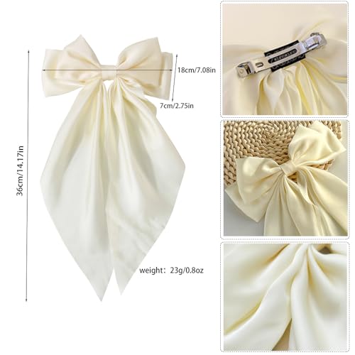 Bow Clips for Women, ELKINROVIC Mini Bow Clips Long Soft Small Coquette Bows Ribbon Bowknot Hair Bows for Girls Adult Kids(8Packs)