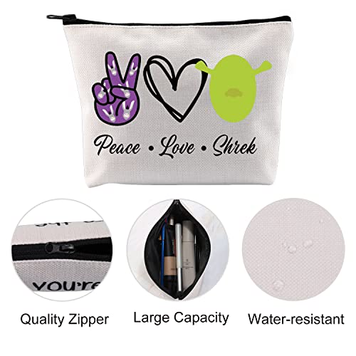 VAMSII Monster Sher k Musical Gifts Musical Theatre Makeup Bag Peace Love Shre k Shrekk Party Treat Bag (BLK-Peace L Shrek)