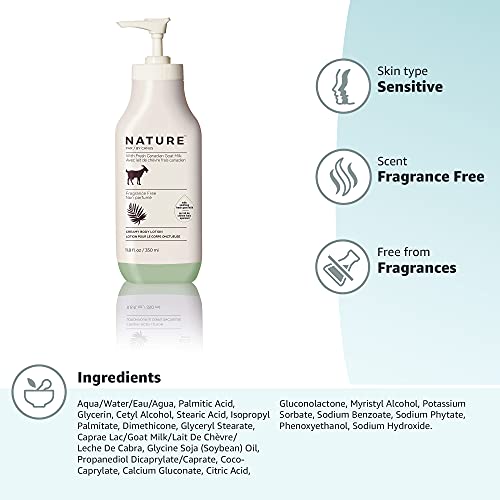 Nature By Canus Creamy Body Lotion, Fragrance Free, 11.8 Oz, With Smoothing Fresh Canadian Goat Milk, Vitamin A, B3, Potassium, Zinc, and Selenium