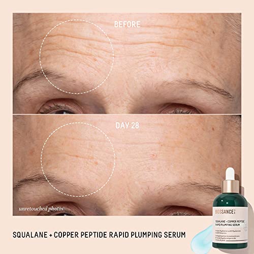 Biossance Squalane + Copper Peptide Rapid Plumping Serum. Powerfully Hydrating Face Serum that Instantly Plumps and Firms with Collagen Boosting Copper Peptides, (0.4 ounces) - Travel…