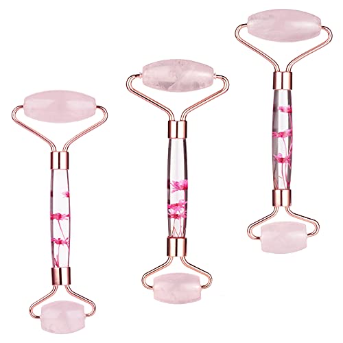 Rockcloud Crystal Stone Jade Roller Massager for Face Eye Neck Facial Skin Care Tool Anti-Aging for Slimming & Firming, Rose Quartz