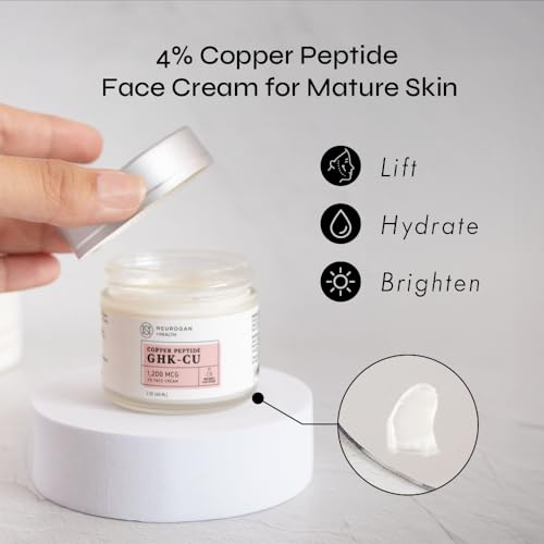 Neurogan Revitalizing GHK-Cu Copper Peptide Neck & Face Cream | Active Peptide Moisturizer, Skin Repair Cream for Elasticity | Daily Use Skin Care Hydration Face Moisturizer, 1,200 MCG, 2oz