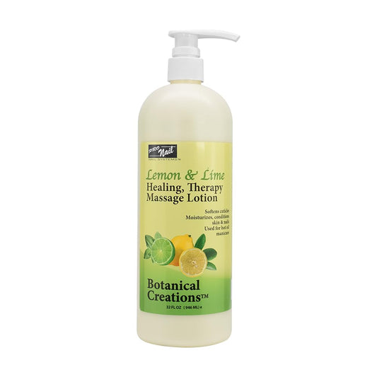 PRONAIL - Healing Therapy Massage Lotion - Professional Pedicure, Body and Hot Oil Manicure, Infused with Natural Oils, Vitamins, Panthenol and Amino Acids (Lemon and Lime, 32 Oz)