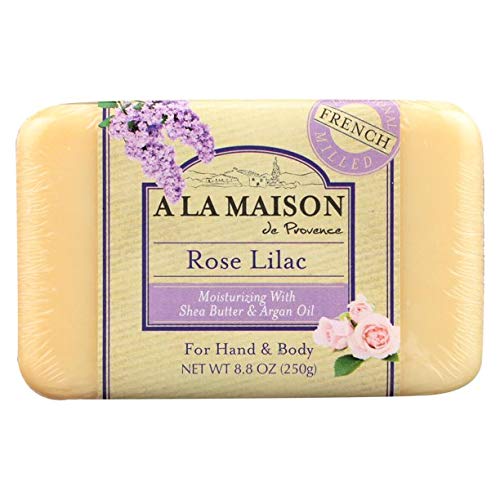 A LA MAISON Fresh Sea Salt, Sweet Almond & Rose Lilac Scent Uses: Hand and Body, Essential Oils, Plant Based, Vegan, Cruelty-Free, Alcohol & Paraben Free (3 Bars of Soap, 8.8 oz)