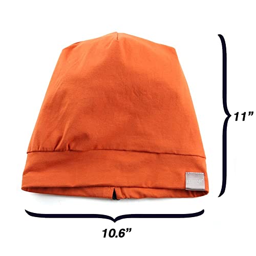 ELIHAIR Kids Beanie Sleep Hats Bonnet for Night Sleeping Cap Silky Lined Satin Bonnet with Adjustable Elastic Band for Teens Toddler Child Natural Curly Frizzy Hair Cover(Cinnabar Tangerine)