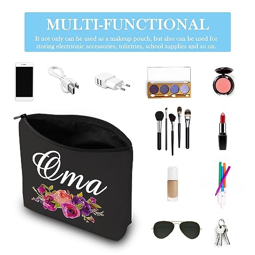 GJTIM Oma Gift Oma Makeup Bag Travel Toiletry Bag Grandma Birthday Gift Mother's Day Gift for Oma (Oma Black)