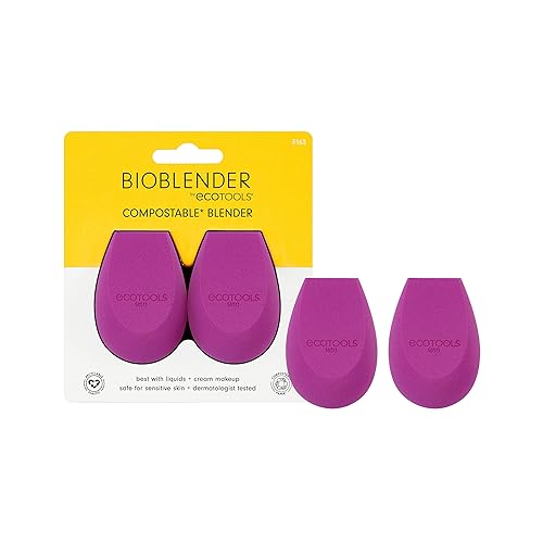 EcoTools Bioblender Makeup Sponge Duo, Compostable Makeup Blender, For Liquid & Cream Foundation, Seamless Application, Eco-Friendly Beauty Sponge, Cruelty-Free & Latex Free, 2 Count