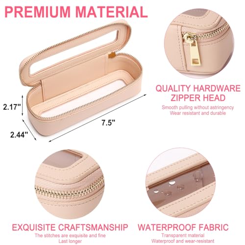 Pinkmik Clear Makeup Bag Transparent Travel Case for Cosmetics and Toiletries Women's Brush Bag and Clear Car Bag with Zipper (G/Beige, L+Slim)