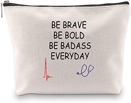 G2TUP Emergency Medical Technician Makeup Bag Be Brave Be Bold Be Badass Everyday First Responder Paramedic Pouch (BE BRAVE New)