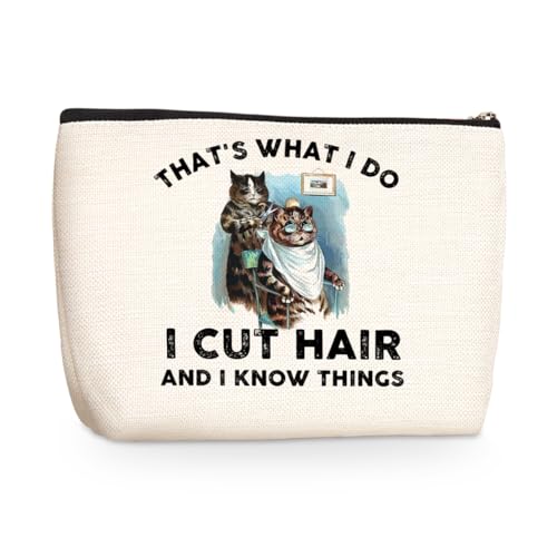 Funny Hairdresser Gifts Makeup Bag Hair Stylist Gifts Cosmetic Travel Bag Hairstylist Must Haves Cat Lover Gifts Toiletry Bag for Women Cosmetology Supplies Christmas Birthday Gifts for Female Friends