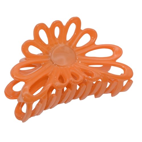 Parcelona French Plume 3" Celluloid No Slip Grip Covered Spring Jaw Hair Claw Durable Styling Women Hair Accessories Girls Hair (Orange)