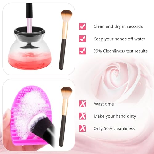 Crmanedy Makeup Brush Cleaner Machine，Travel Portable Electric makeup brush cleaner machine，Cosmetic Makeup Brush Cleaner For All Size Makeup Brush，Gift Kit for girls and womens