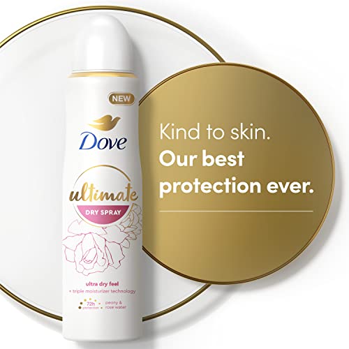 Dove Ultimate Dry Spray Antiperspirant Peony And Rose Water 2 Count For 72-Hour Sweat And Odor Protection With Triple Moisturizer Technology 3.8oz