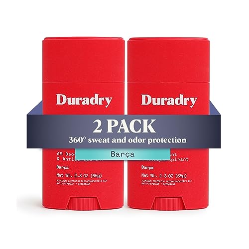 Duradry AM Deodorant & Antiperspirant - Prescription Strength Deodorant for Hyperhidrosis, Antiperspirant for Women & Men, Armpit Sweat Protection, Silicone-free - Barca, 2.3 Oz (Pack of 2)