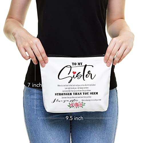 Fokongna To My Sister Gifts, Sister Birthday Gifts from Sister?Friends, Sister Gifts from Sisters- I Love You Sister-Sister Makeup Bag, for Birthday, Graduation Best Friends Ever Personalized