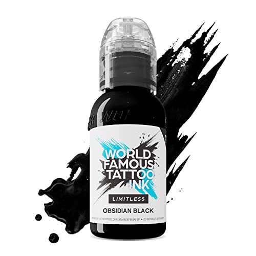 World Famous Tattoo Ink Limitless - Obsidian Outlining Tattoo Ink - Professional Tattoo Ink & Tattoo Supplies - Skin-Safe Permanent Tattooing in Bold Shades - Vegan & Non-Toxic (1 oz)