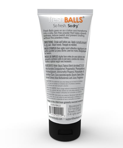 Fresh BALLS Lotion - Men's Anti-Chafing Soothing Cream to Powder - Ball Deodorant and Hygiene for Groin Area - The Original Anti Chafe Cream for Men, 3.4 fl oz