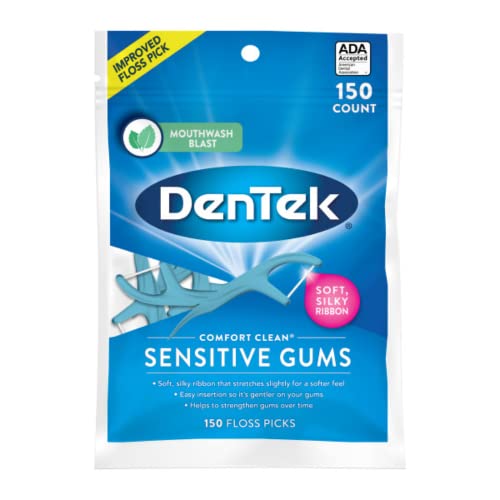 DenTek Comfort Clean Sensitive Gums Floss Picks, Soft & Silky Ribbon, 90 Count